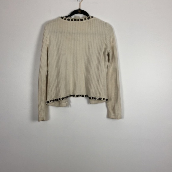 CAbi Gabrielle long sleeve waffle knit embellished cardigan sweater jacket Med - Picture 5 of 6